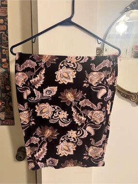 Vintage Hot Kiss Paisley Pencil Midi Skirt - Dark Purple